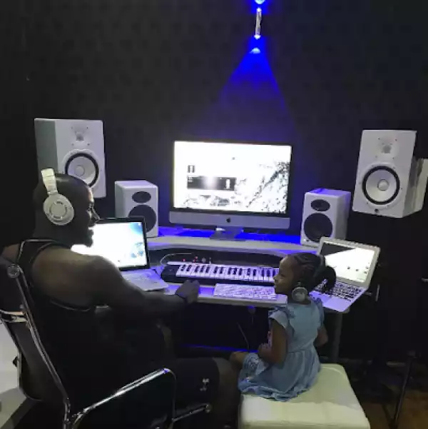 Peter Okoye And His Beautiful Daughter Share Quality Time In His Studio